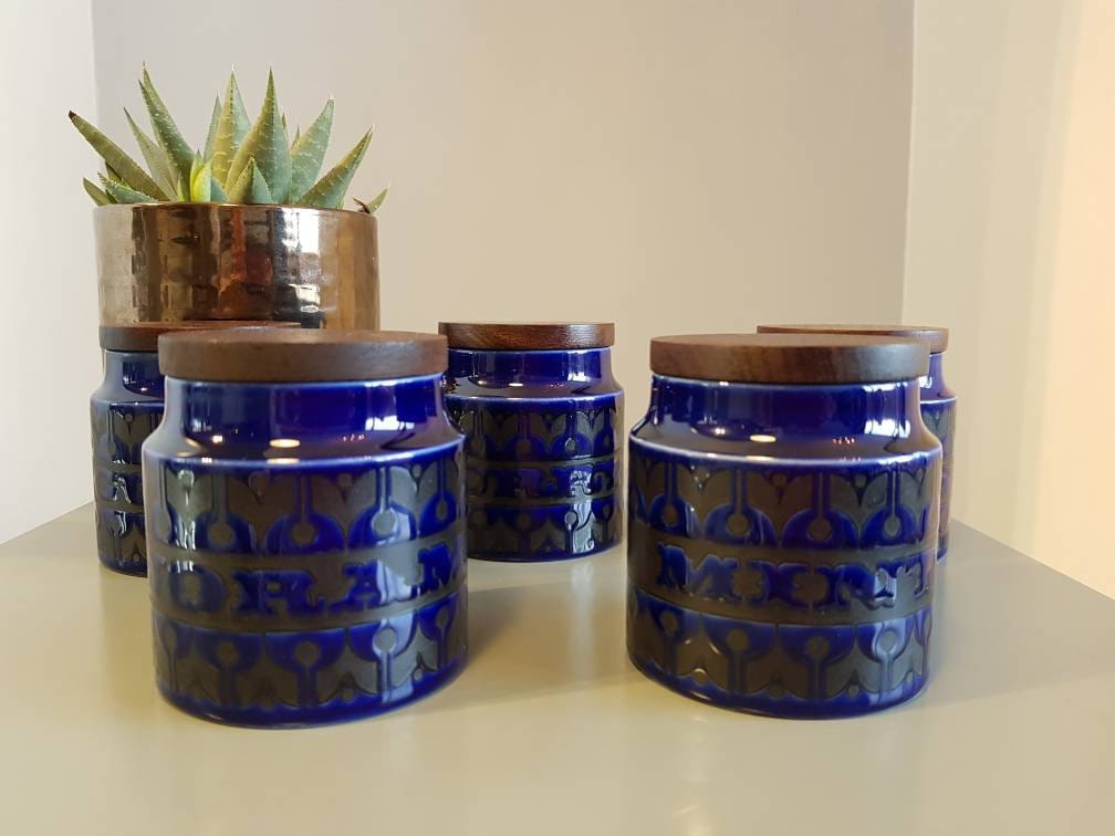 Hornsea heirloom blue spice/herb storage jars Etsy