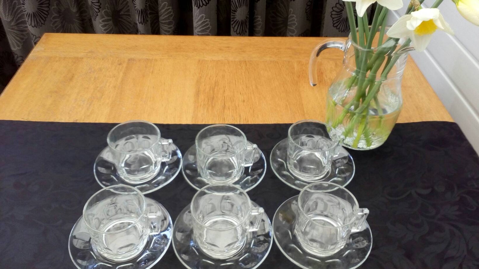 Arcoroc clear glass cups and saucers set of six Etsy