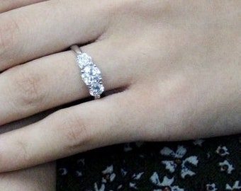 Moissanite Engagement Ring | 2ctw Round Cut, Platinum Silver