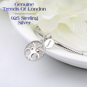 TREE Of LIFE Charm Trends Of London™ 925 Sterling Silver and Rose Gold CZ Stones Valentines gift