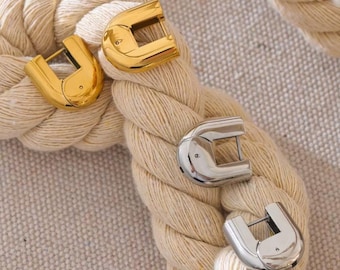 18K Gold Plated Geometric Chunky Earrings Unusual Huggie Earrings Gift for Her