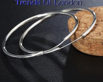 Sterling Silver Hoop Earrings 60 mm 50 mm 40 mm 30mm x 2mm Sterling silver hoops