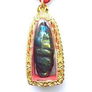 Green Leklai from Umm-Krumm Mountain Magic Pendant Top Rare Talisman for Protection / Lucky and Charm Thai Buddha Amulets / Free 1x Necklace