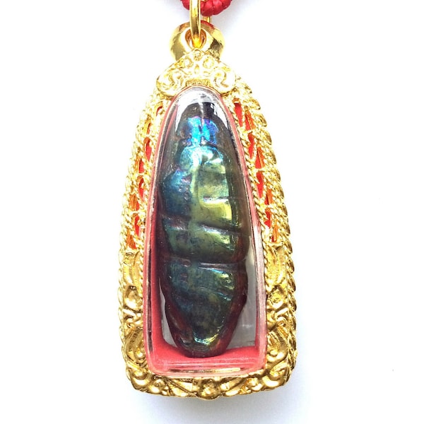 Leklai verde di Umm-Krumm Mountain Magic Ciondolo Talismano raro per protezione / Amuleti di Buddha tailandesi portafortuna e fascino / 1x collana gratuita