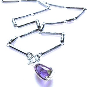 Purple Lotus Naga Eye Stone Magic Silver Pendant / Top Good Luck and Charm Talisman / Rare Amulet for Rich Wealth / Very Nice Gift for Lady
