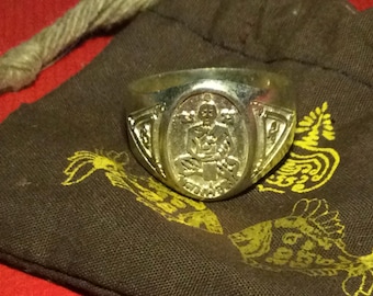 Seltener Yantra Mantra Lp Jong Ring, B.E. 2485, Natangnok Tempel / Kraftvoller Glücksbringer Talisman / Ring für Reichtum / Heiliges thailändisches buddhistisches Amulett