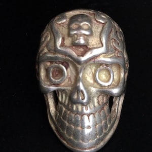 Anillo mágico de calavera de plata esterlina maciza raro / Poderoso talismán protector de la suerte / Anillo unisex para hombres y mujeres / Anillo antiguo y vintage