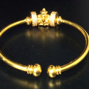 Gold Mantra God Ganesha With Gemstone Bracelet / Top Powerful Lucky and Charm Bracelet / Blessed Sacred Thai Holy Amulet / Gift