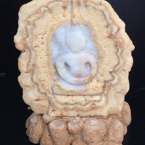 Rare Pra Tath Stone from Kao-Sam-Roi-Yod Mountain Carved As Buddha Statue / Talisman for Protective Lucky Life / Powerful Thai Buddha Amulet