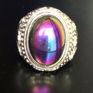 Rzadki pierścień magiczny Rainbow 7 kolorów / Srebrny pierścień z amuletem szczęścia / Potężny pierścień z kamieniem / Talizman z kamieniem szlachetnym / Tajski pierścień z błogosławionym amuletem / Prezenty