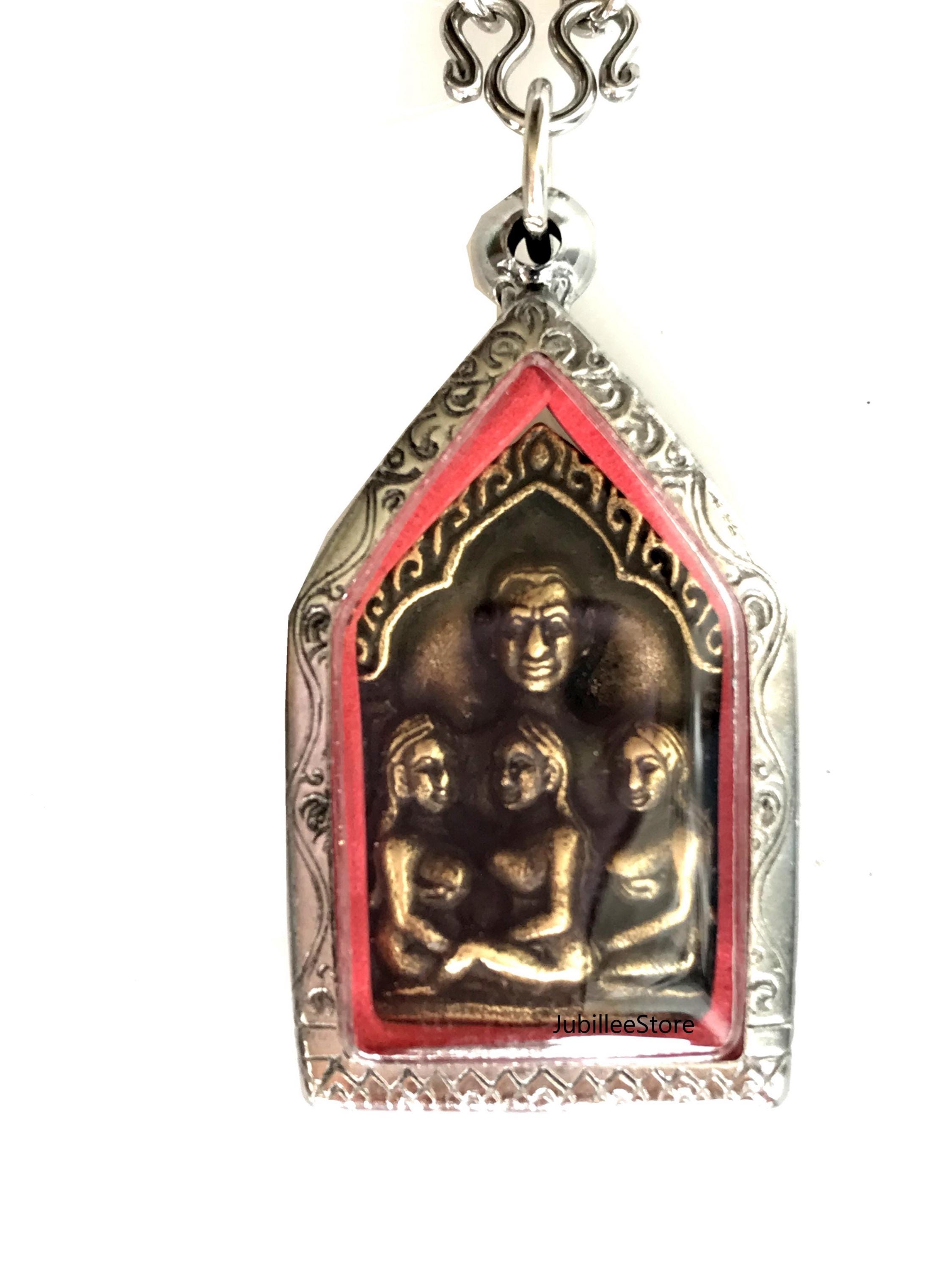 Phra Khunphaen Brass Amulet, Lucky Charming Talisman, Wat Ta Ee