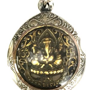Old God Ganesha with Phor-Kae (Back) / Good Luck and Wealth Talisman / Blessed Sacred Thai Amulet / Very Nice Gift / Rare Item for Success