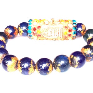 Rare Phra Somdet Arjan Toh Takrut Wangna Blue Stone Bracelet with Gemstones Talisman / Lucky Life Protection Blessed Sacred Thai Amulets image 4