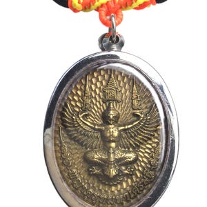 Rare King Garuda Pendant, Rahu-Om-Janta Powerful Pendant / Lucky Charm Talisman for Wealth / Good Luck in Duty and Business Thai Holy Amulet