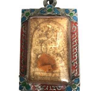 Phra Somdet, Yant 5 (achterkant) lp Tim B.E. 2518, Lahanrai-tempel / Heilige gelukshanger / Heilige bedel talisman / Gezegende Thaise Boeddha-amulet