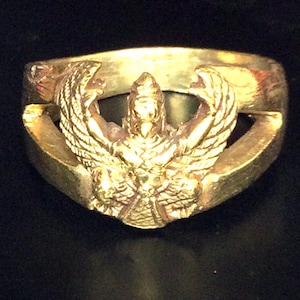 Rare Brass King Garuda Magic Ring / Powerful Protective Lucky Charm Talisman / Blessed Sacred Thai Buddha Amulet / Nice Gift Ring S10