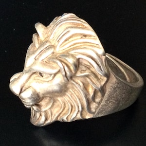 Sällsynt blandad magisk silverring för kungslejon / kraftfull lyckotalisman / ring för män och kvinnor, unisex / antik och vintagering / ringpresent
