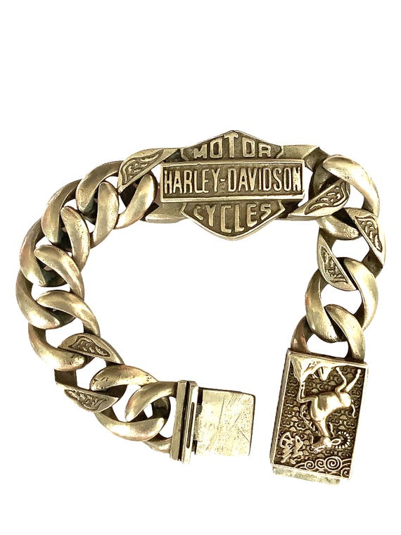 Vintage Mixed Silver Stamped .925 Harley Davidson Silver Bracelet