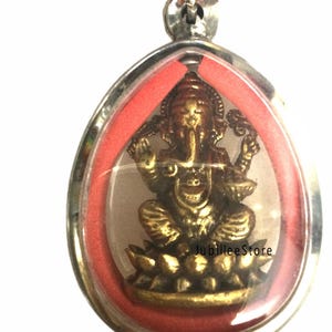 Rzadki Bóg Ganesh na Lotosie Potężny Wisiorek / Talizman Przynoszący Szczęście i Ochronny / Tajski Święty Buddyjski Amulet na Sukces / Ładny Święty Prezent