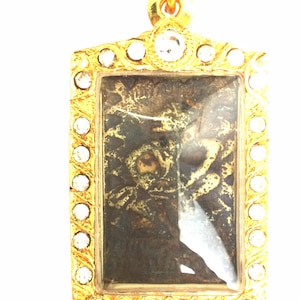 Rare Mantra Yantra Gold Hanuman LP Kuay Kosit Temple B.E. 2513 / Sacred Good Luck Pendant / Talisman for Protection / Thai Buddhist Amulets