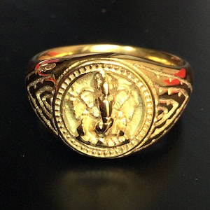 Gold 18K Hindu God Ganesha Ring Blessed by Deva Place / Powerful Lucky Talisman for Success / Sacred Protective Power Thai Amulet / Gifts