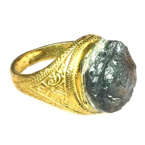 Rare Black Leklai Stone Magic Ring From Korlaan Mountain / Powerful Protective Lucky Sacred Talisman / Holy Thai Buddhist Amulet / Size 10