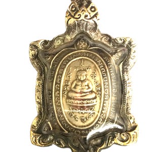 Rzadki, bardzo stary, zabytkowy wisiorek w kształcie magicznego żółwia autorstwa LP Liew / Najlepszy talizman na szczęście i bogactwo / Tajski buddyjski amulet / Ładny prezent / Rzadkie przedmioty