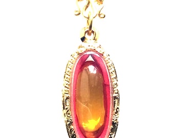 Yellow Rugby Naga Eye Stone Magic Pendant / Talisman for Good Luck in Business / Lucky and Charm Thai Buddha Amulets / Free 1x Gold Necklace