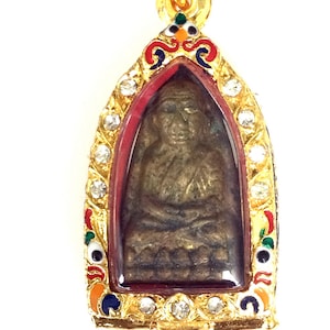 Rzadki błogosławiony mosiężny LP Tuad Amulet / Najlepszy święty wisiorek na szczęście / Ochronny potężny talizman / Tajskie buddyjskie amulety / Prezenty dla kochanków