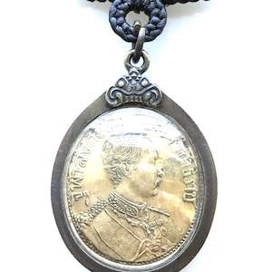 Rare Blessed Rian King Rama 5 Ratchadapisek B.E. 2451 Magic Pendant / Powerful Good Luck Charm Wealth Talisman / Sacred Thai Buddha Amulet