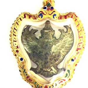 Rare King Garuda Maha-Mong-Kon Sao-Ha Lp Koon B.E. 2536, Powerful Pendant / Lucky Charm Protective Talisman / Blessed Sacred Thai Amulets