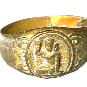 Zeldzame messing Nang-Kwak-ring gemaakt door LP Maha Jerm, Samongkon-tempel / Krachtige heilige talisman met veel succes / heilige Thaise Boeddha-amulet