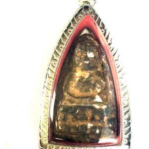 Bardzo rzadki stary magiczny gliniany LP Tuad Tao-Reed Amulet / święty wisiorek na szczęście / ochronny potężny talizman / błogosławione tajskie amulety Buddy