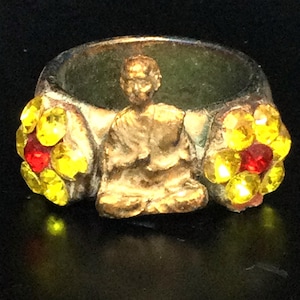 Rzadki czarny kamień szlachetny Leklai Somdet Toh Ring / Potężny talizman szczęścia / Pierścień szczęścia i uroku / Błogosławiony święty tajski amulet Buddy / Prezenty
