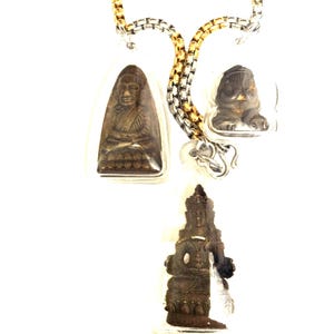 Rare 3 Amulets Phra Awarokitesuan, Lp Tuad and Phra Pidta  Powerful Pendant / Good Luck Charm and Wealth / Sacred Thai Buddha Amulet / Gift