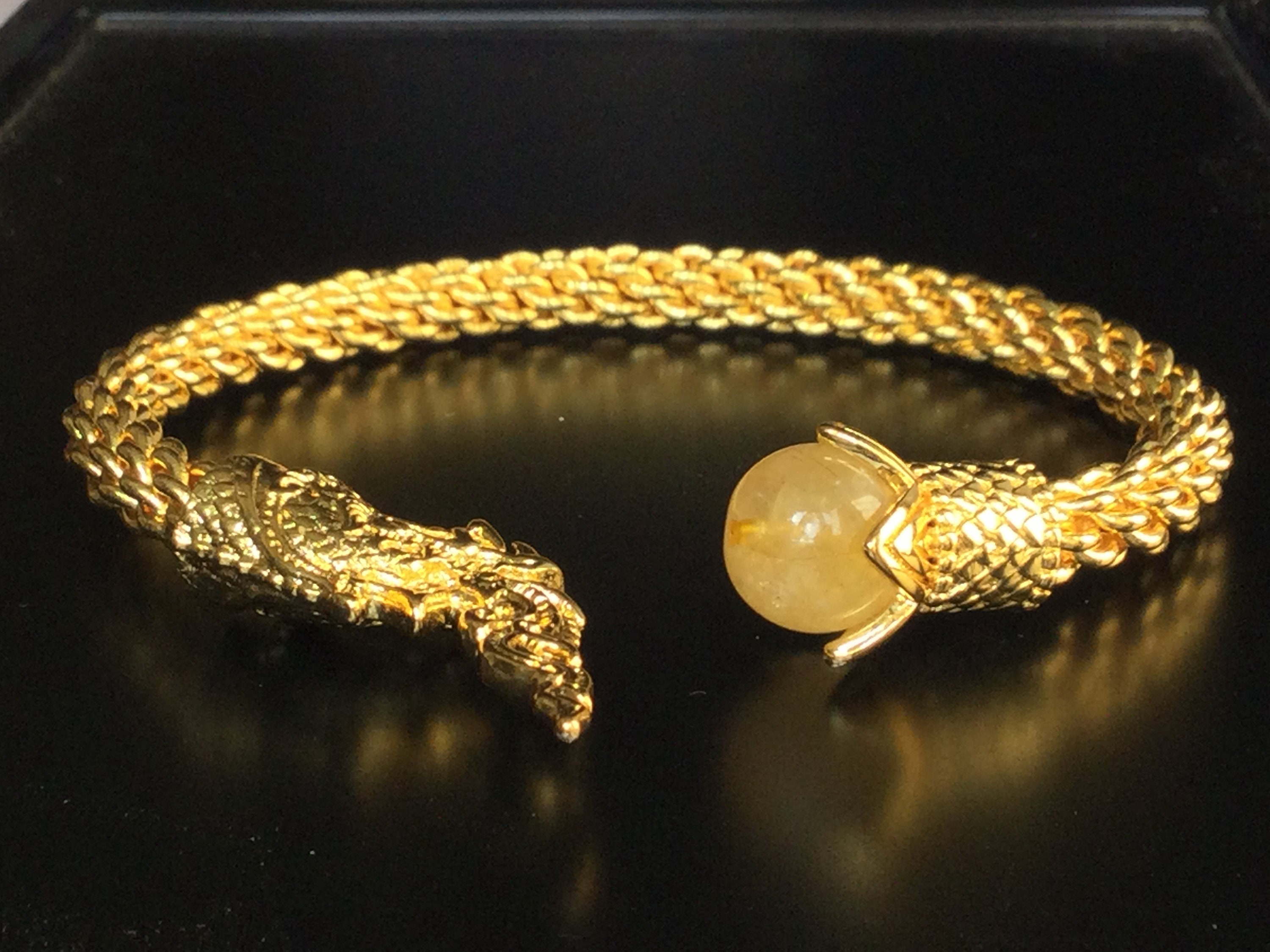 Rare Golden Naga With Gold Maithong Stone Powerful Bracelet