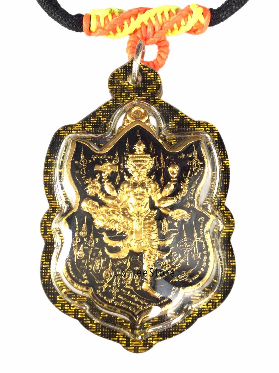 Very Rare Yant Pu-Chao Saming-Prai & Headless Tiger Magic Pendant / Powerful Talisman Lucky Life Top Charm Power Superb Thai Sacred Amulet