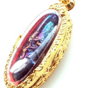 Rainbow Leklai 7 Colors from Umm-Krumm Mountain Magic Pendant Top Rare Talisman for Protection / Lucky and Charm Thai Buddha Amulets