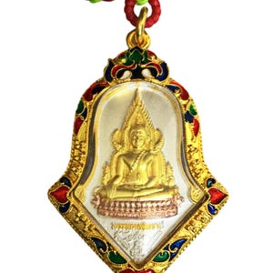 Rare Phra Buddha Chinarat and Taovessuwan (Back) Julamani Temple / Good Luck and Wealth Talisman Pendant / Blessed Sacred Thai Buddha Amulet