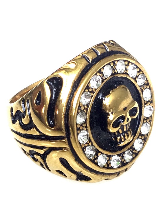 Rare Solid Gold 18K Skull Magic Ring / Powerful P… - image 1