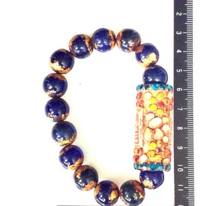 Rare Phra Somdet Arjan Toh Takrut Wangna Blue Stone Bracelet with Gemstones Talisman / Lucky Life Protection Blessed Sacred Thai Amulets image 5