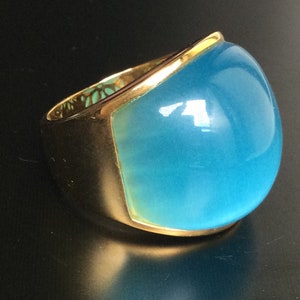 Rare Blue Cat Eye Stone Magic Gold Ring / Talisman Protection against Misfortunes and Various Disasters / Blessed Thai Buddha Amulet Gift