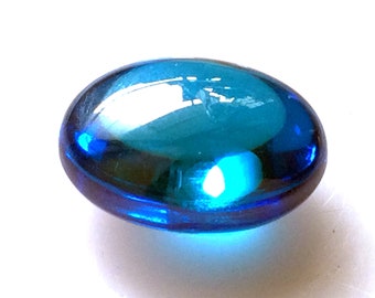 Blue Ocean Oval Naga Eye Stone / Powerful Magic Stone Thai Amulet / Lucky and Charm Talisman / Gemstone / Blue Stone / Good Luck for Wealth