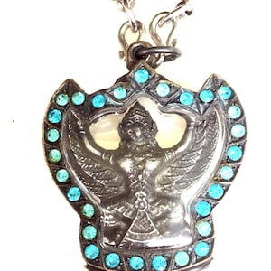 Rare King Garuda Lp Tim Traimas Model B.E. 2518 Powerful Pendant / Lucky Charm Protective Talisman / Blessed Sacred Thai Buddha Amulets