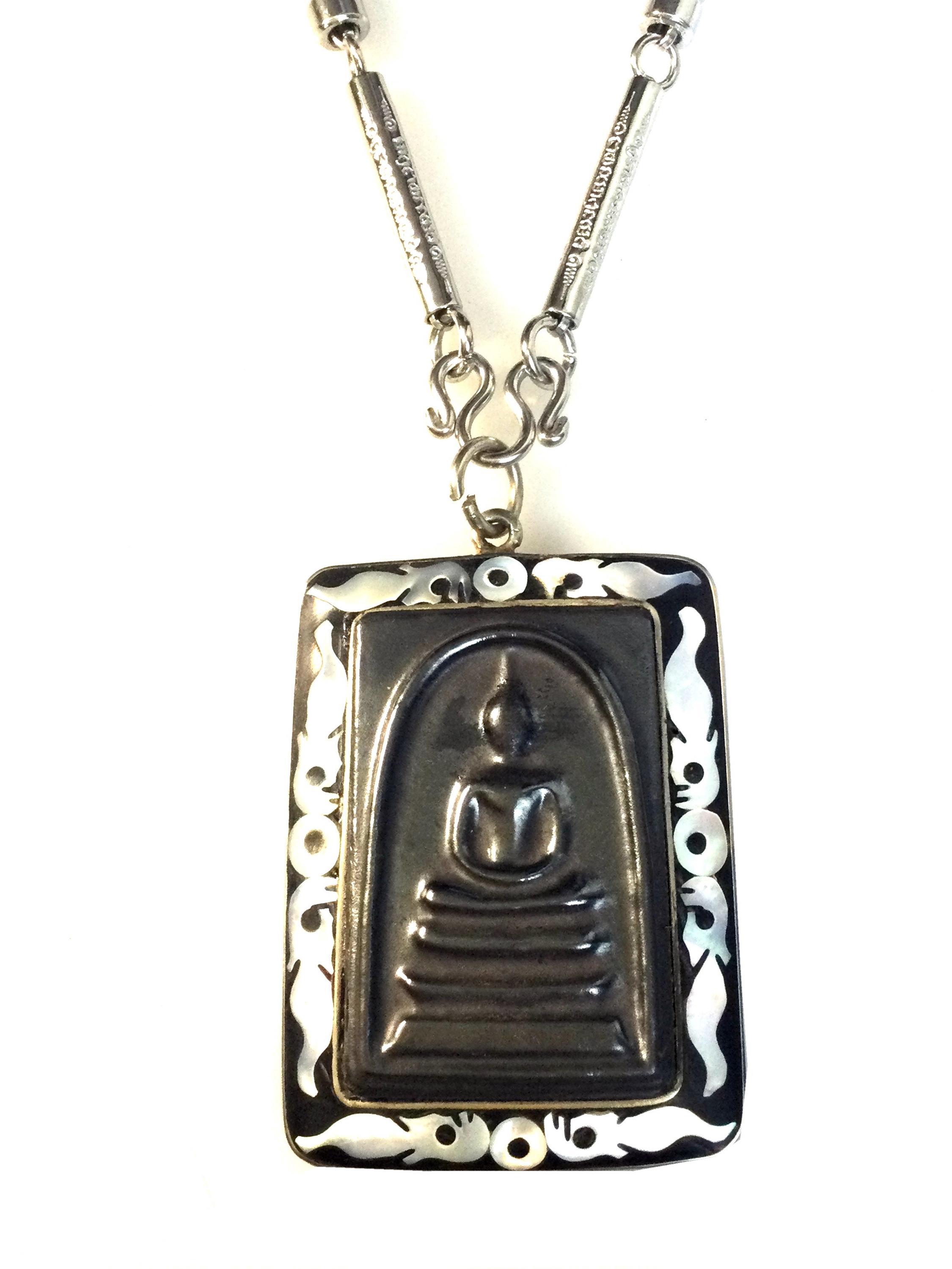 プラ・ソムデット・レクライ石ペンダント：タイの仏陀のお守り、お守り