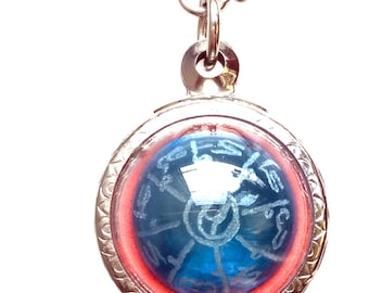 Colgante de cristal de ojo de Naga vintage raro y antiguo / poderoso talismán mágico / amuleto tailandés Yantra / piedra de mantra sagrada / amuleto de poder protector