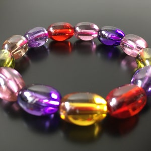 Magic Natural Multi-Colors Oval Naga Eye Stone 12mm Ellipse Bracelet Luck Charm Gift for Girls