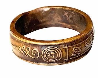 Sehr seltener Yantra Magie Ring / Mächtiger Schutz- und Glücks-Talisman / Gesegneter heiliger thailändischer Buddha-Amulett / schönes heiliges Geschenk für Unisex Größe 10