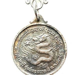 Rare Old Rian Dragon B.E. 2543, Pho Temple / Powerful Pendant for Rich Wealth / Lucky and Charm Blessed Thai Buddha Amulet / Very Nice Gift