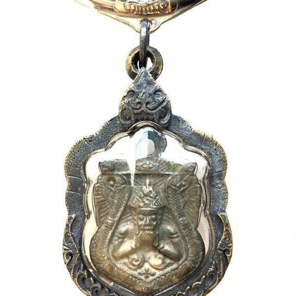 Very Rare Rahu-Om-Chan Magic Pendant by LP Noi, Sisathong Temple / Powerful Lucky Talisman / Be Loved Charming Power / Thai Sacred Amulets